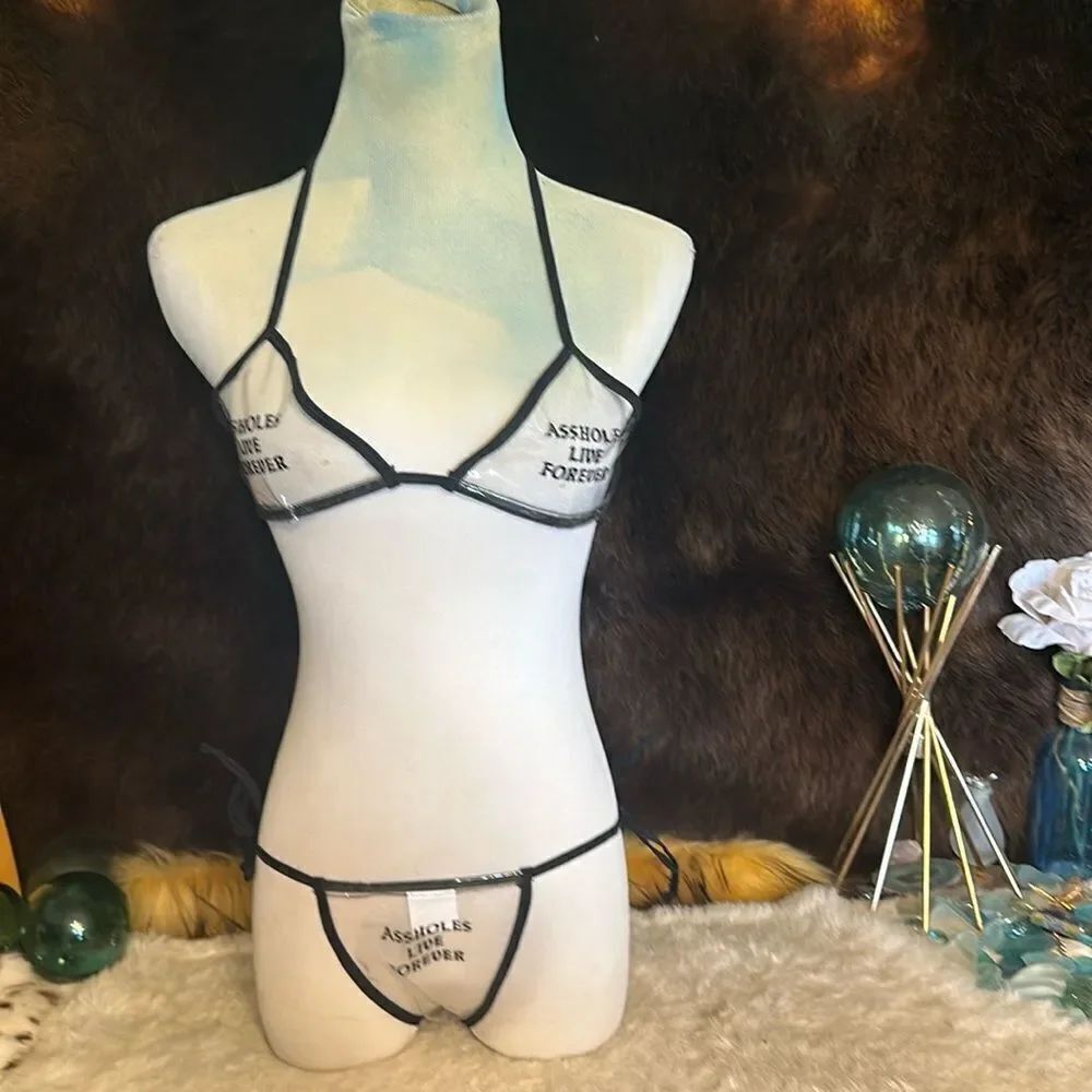 Assholes live forever, transparent string bikini OS (3350) NEW